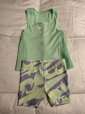 Nike Mint Green Racerback Athletic Tank with Matching Purple & Green Shorts